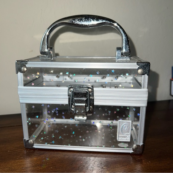 Vintage Caboodles Clear Star Holographic Mini Makeup Case Box Storage - Picture 2 of 11